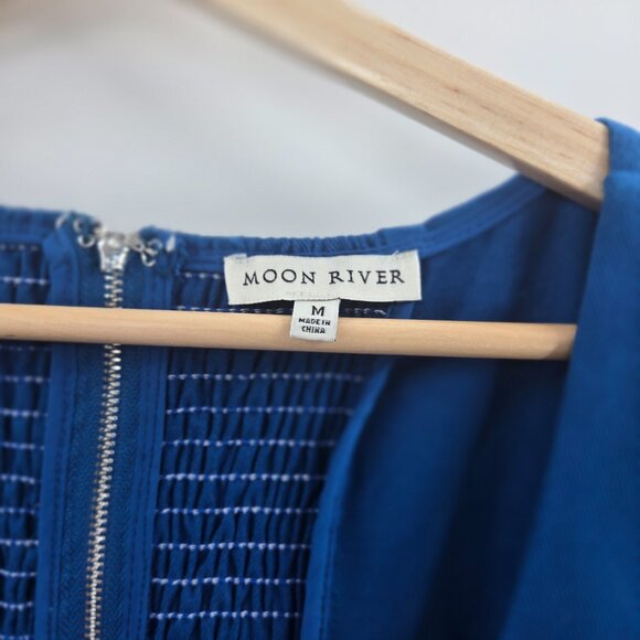 Moon River Blue Heavy Denim Corset Style Puff Sleeve Renaissance Maxi Dress M - Picture 3 of 13